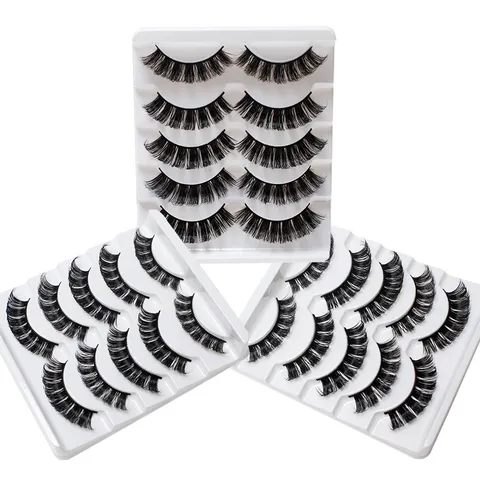 Handgefertigte Russische Wimpern Falsche Wimpern Russischer Voluminöser Geschwungener Synthetische Faser DD Schwung Wimpernverlängerung Set Für Damen Make-Up