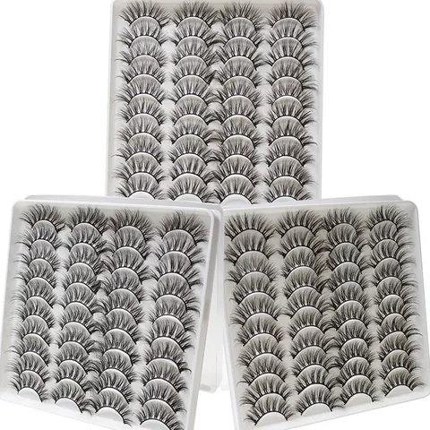 Natürliche Voluminöse Falsche Wimpern Set Stereoskopisch Geschwungene Künstliche Wimpern Packung Lange Weiche Fasern Wimpernverlängerung Make-up Tool