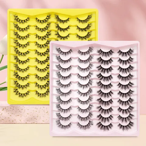 Dramatische Flauschige 3D Falsche Wimpern Handgemachte Mehrlagige Dichte Gekreuzte Wimpern Messy Wispy Augen Make-Up Für Damen Party Bühne