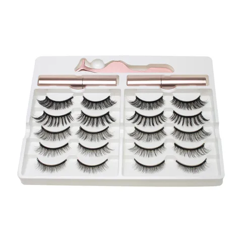 Magnetic False Eyelashes Set Synthetic Fiber Lashes With Magnetic Eyeliner And Tweezers Kit Glue Free Natural Look Eye Makeup For Women