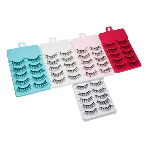 Natürliche Lange Messy Falsche Wimpern Bonbonfarbenes Tablett Synthetikfaser Überkreuzte Wimpernverlängerung Make-up Beauty Tools