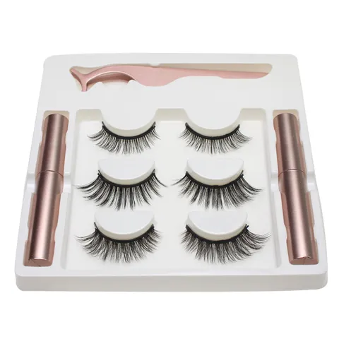 Natürlich Geschwungene Magnetische Falsche Wimpern Set Handgemachte Simulierte Wimpern Kit Mit Flüssigem Eyeliner Und Pinzette Kosmetik Make-up Werkzeuge Für Damen
