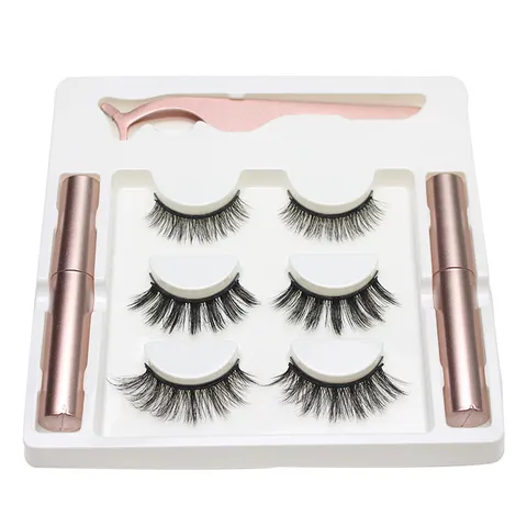 Natürlich Geschwungene Magnetische Falsche Wimpern Set Handgemachte Simulierte Wimpern Kit Mit Flüssigem Eyeliner Und Pinzette Kosmetik Make-up Werkzeuge Für Damen