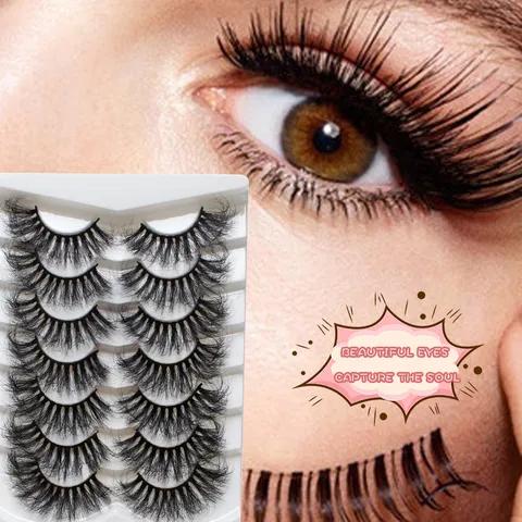 Falsche Wimpern Nerzimitat Struppig Flauschig Lang Dramatisch Wimpernverlängerung Set Für Makeup Bühne Party Damen Schönheit Zubehör