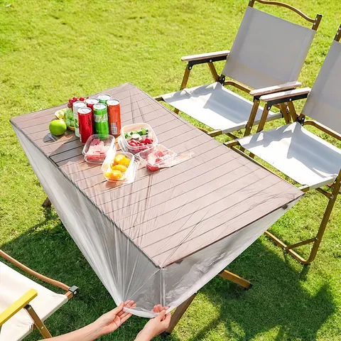 Disposable Waterproof Oilproof Plastic Table Cloth Elastic Edge Table Cover For Outdoor Picnic Camping Party Kitchen