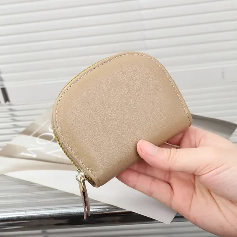 Tarjetero Mini de Cuero Auténtico para Mujer Estuche de Tarjetas de Piel de Vacuno Curtido Vegetal Moda Color Sólido Monedero Cartera