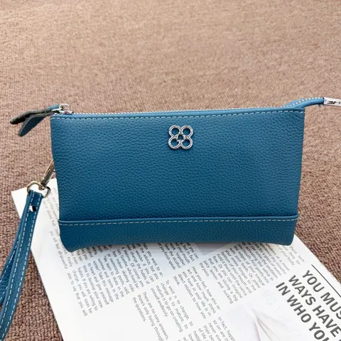 Women Genuine Leather Multifunctional Coin Purse Fashion Mobile Phone Bag Top Layer Cowhide Clutch Versatile Square Bag