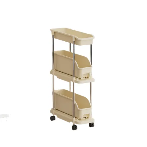 Minimalistischer Kunststoff Rollender Aufbewahrungswagen Mehrstufiger Schmaler Organizer Für Küche Und Wohnzimmer