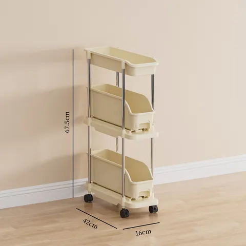 Minimalistischer Kunststoff Rollender Aufbewahrungswagen Mehrstufiger Schmaler Organizer Für Küche Und Wohnzimmer