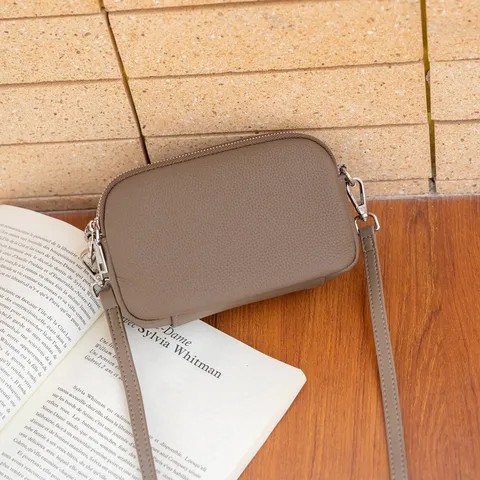 Bolso Bandolera de Cuero Genuino para Mujer Minimalista Cuero de Vaca Pequeño Bolso Cuadrado Casual Diario