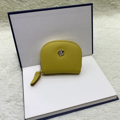 Mini Monedero de Mujer Piel Genuina Tarjetero Monedero con Cremallera Combinación Diaria Tendencia Urbana Piel de Vaca Pequeña Bolsa