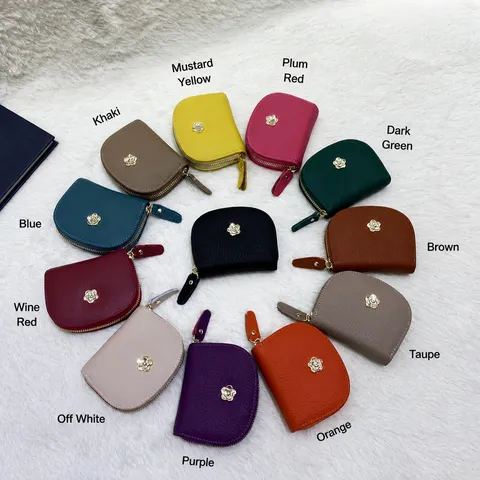 Mini Monedero de Mujer Piel Genuina Tarjetero Monedero con Cremallera Combinación Diaria Tendencia Urbana Piel de Vaca Pequeña Bolsa