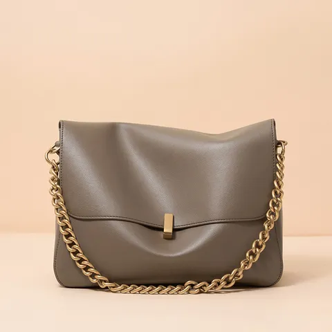 Large Capacity Genuine Leather Shoulder Crossbody Bag For Women Luxury Commuter Messenger Bag Chain Lock Handbag