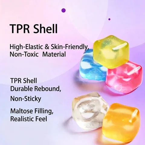 Jouet Squishy Glaçon Transparent Rebond Lent TPR Décompression Soulagement du Stress Jouet Fidget Sensoriel