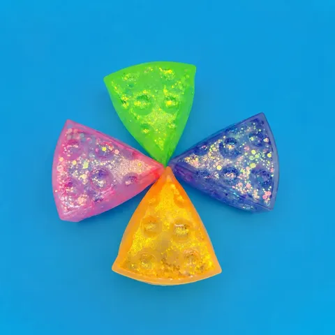 Slow Rebound Cheese Squishy Toy Cute Maltose Glitter Triangular Decompression Fidget Toy Stress Relief Toy Gift