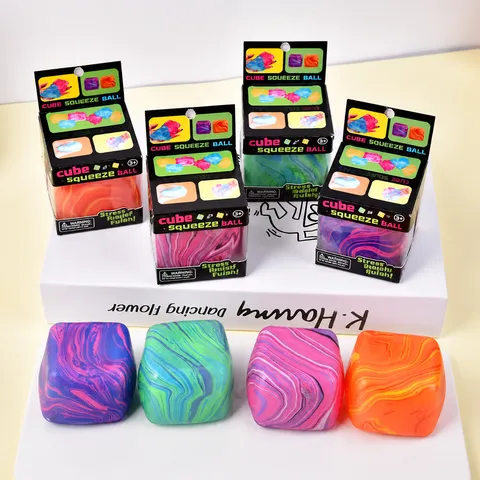 Giocattolo Squishy Cubo di Maltosio Marmorizzato Rimbalzo Lento Sollievo dallo Stress Fidget Toy Blocco di Ghiaccio Quadrato Giocattolo da Spremre