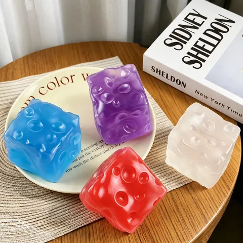 Transparent Cheese Squishy Toy Stress Relief Sensory Fidget Toy Cute Simulation Cheese Block Squeeze Toy For Adults