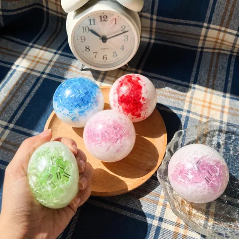 Creative Handmade Crushed Ice Squishy Ball Slow Rebound Fidget Toy Stress Relief Malleable Sensory Toy For Adults