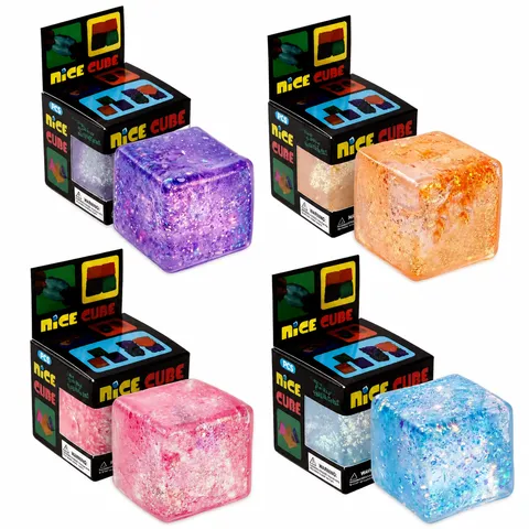 Transparent Maltose Ice Cube Squishy Toy Glitter Slow Rising Fidget Stress Relief Sensory Toy For Kids Adults