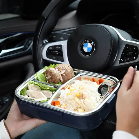 Porta Pranzo Elettrico Scaldavivande Portatile Scomparti in Acciaio Inossidabile 304 Auto Casa Uso Doppio Bento Box