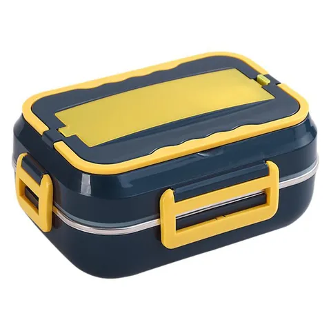 Elektrische Lunchbox Draagbare Voedselverwarmer 304 Roestvrij Staal Vakken Auto Thuis Dubbel Gebruik Verwarmde Bento Box