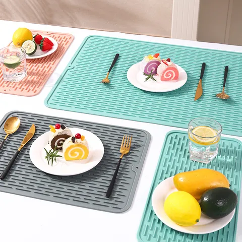 Multifunctionele Siliconen Afdruipmat Keuken Servies Waterfilter Mat Hitte-isolatie Antislip Pad
