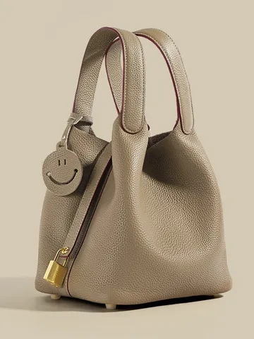 Borsa Secchiello in Vera Pelle da Donna Borsa Tote Classica Designer Borsa a Tracolla