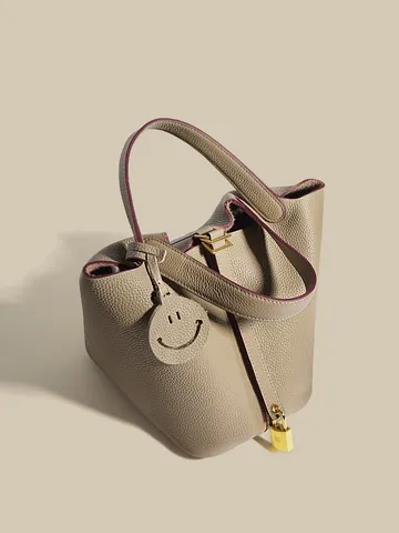 Borsa Secchiello in Vera Pelle da Donna Borsa Tote Classica Designer Borsa a Tracolla