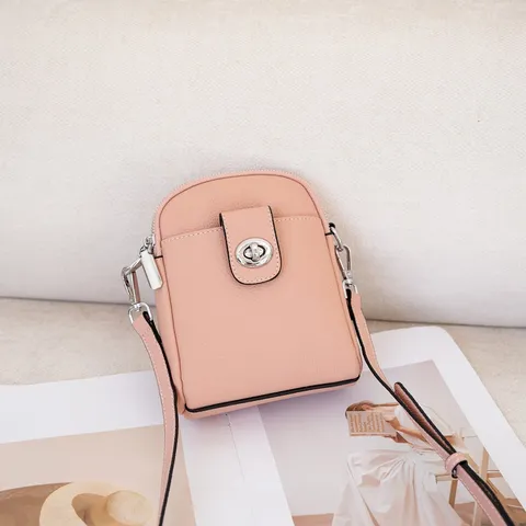Bolso Bandolera de Cuero Auténtico con Textura Togo para Mujer Moda Bolso Vertical para Teléfono Móvil Bolso Pequeño Casual