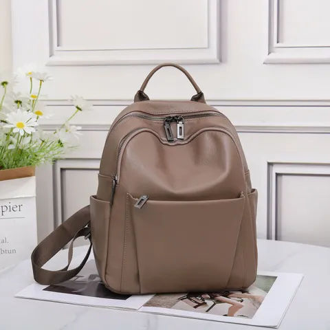 Genuine Leather Backpack For Women Soft Top Layer Cowhide Travel Casual Daypack Large Capacity School Bag