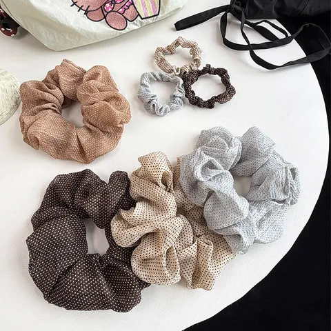 Κορεάτικο Πουά Πλισέ Ύφασμα Scrunchie Βασικό Πολλαπλών Μεγεθών Ελαστικό Αξεσουάρ Μαλλιών