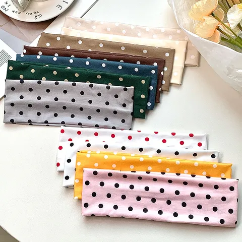 Women Boho Polka Dot Elastic Hair Band Retro Geometric Yoga Sweat Absorbing Headband Daily Hair Accessories