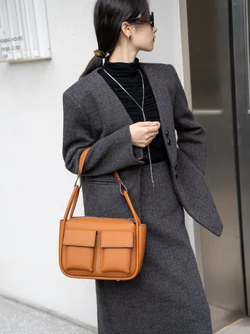 Bolso Tote de Cuero Verdadero para Mujer Gran Capacidad Cuero de Vaca de Primera Capa Bolso de Hombro Casual de Moda