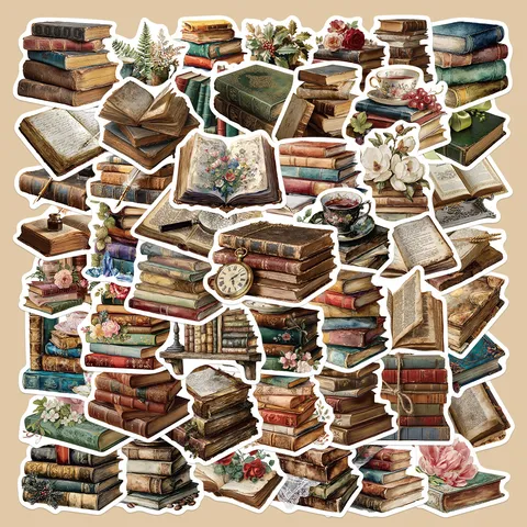 Vintage Buch Aufkleber Wasserdichte Vinyl Abziehbilder Für Journaling Scrapbooking Notizbuch Tagebuch Ästhetische Schreibwaren