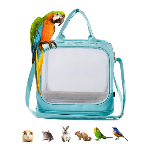 Borsa Portatile Trasparente per Uccelli in Tessuto Oxford Zaino da Viaggio Traspirante per Piccoli Animali Gabbia Pieghevole