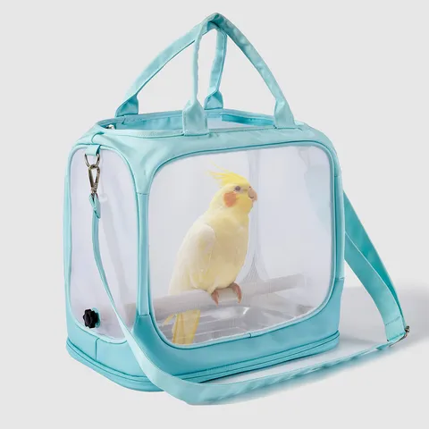 Borsa Portatile Trasparente per Uccelli in Tessuto Oxford Zaino da Viaggio Traspirante per Piccoli Animali Gabbia Pieghevole