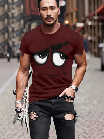 T-Shirt Homme Imprimé 3D Motif Animal Drôle Col Rond Manches Courtes Casual Streetwear Polyester