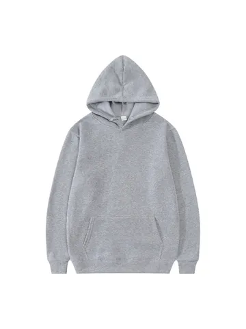 Men's Pullover Fleece Hoodie Loose Fit Hooded Sweatshirt Plain Color Long Sleeve Top With Kangaroo Pocket Thick Warm Coat