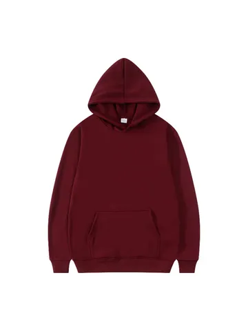 Men's Pullover Fleece Hoodie Loose Fit Hooded Sweatshirt Plain Color Long Sleeve Top With Kangaroo Pocket Thick Warm Coat