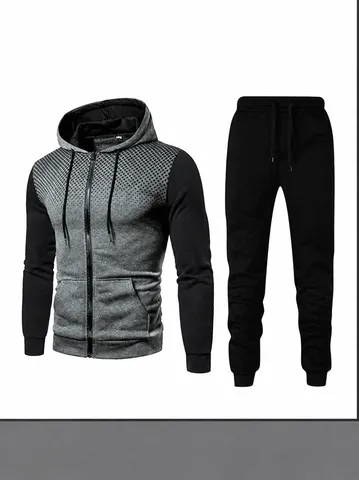 Men's Tracksuit Sportswear Hooded Zip Up Sweatshirt And Jogger Pants 2 Piece Set Gradient Dot Printed Activewear Outfits