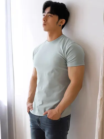 Camiseta Deportiva Slim Fit para Hombre Secado Rápido Elástica Manga Corta Color Sólido Gym Fitness Entrenamiento Seda de Leche