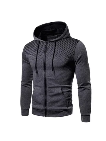 Men's Casual Zip Up Hoodie Long Sleeve Printed Sweatshirt Athletic Outerwear With Pockets For Daily Sports