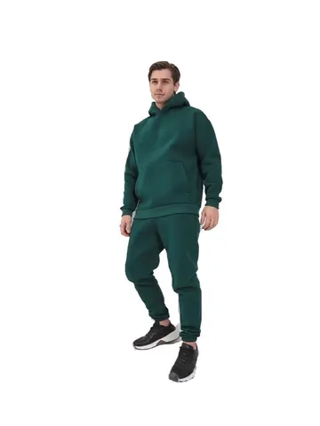 Ανδρικό Πυκνωμένο Αθλητικό Σετ Fleece Μονόχρωμο Φούτερ Με Κουκούλα Και Παντελόνι Φόρμας Χειμερινή Casual Φόρμα Jogging