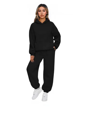 Women Fleece Hooded Sweatshirt And Jogger Pants Top And Bottom Winter Warm Casual Pullover Long Sleeve Tracksuit