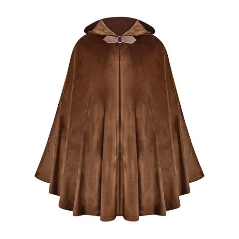 Halloween Hommes Cape à Capuche Châle Vampire Médiéval Robe de Pirate Ranger Costume de Performance Velours Longue Cape