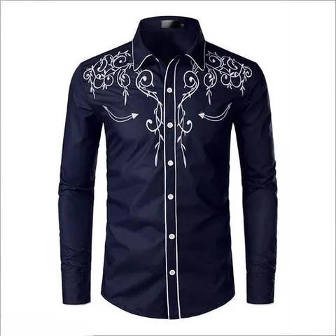 Men's Casual Long Sleeve Shirt Turn-down Collar Button Down Polyester Shirt Spring Autumn Fashion Top