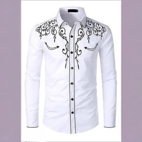 Men's Casual Long Sleeve Shirt Turn-down Collar Button Down Polyester Shirt Spring Autumn Fashion Top