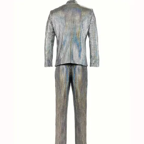 Men Sequin Bronzing Suit Set Party Stage Nightclub Shiny Performance Blazer And Pants