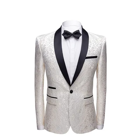 Ανδρικό Μόδας με Ανθικό Μοτίβο Сако Slim Fit Γιακάς Σάλι Ένα Κουμπί Моno Blazer Casual Smoking Пальто Gia Party