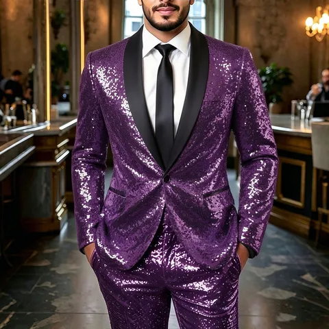 Andriko Lampro Sako Me Poulies Kai Makry Panteloni Top Kai Bottom Disco Club Skini Parastasi Party Outfit